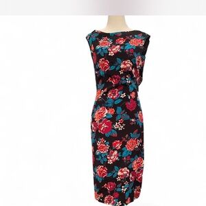 YaYa Aflalo Black Floral Midi Dress